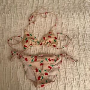 Victoria’s Secret Pink Cherry Print Bikini + mix n match Striped bottom